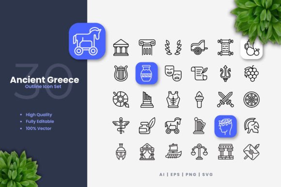 Ancient Greece Icons - Clean Graphics for Modern Content
