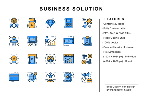 Business Solution 02 - Filled Outline Graphics