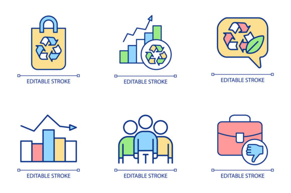 Circular Economy RGB Color Icon Set for Branding and Graphics