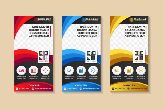 Curve Abstract Vertical Banner Graphics for Modern Print Templates