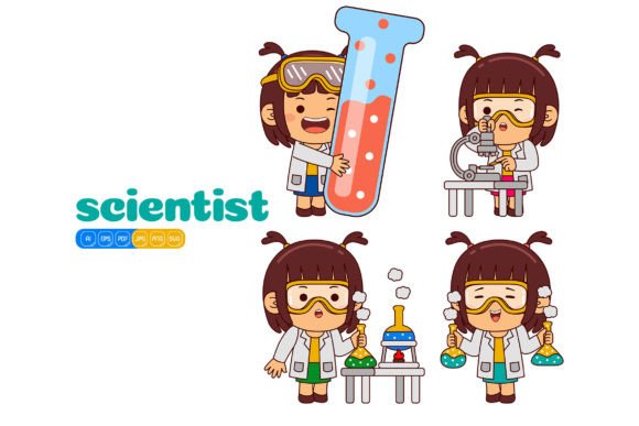 Cute Scientist Girl Vector Pack 02 - Illustrations for Creative Projects