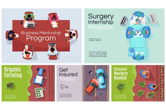 Different Occupations Banner Templates for Graphic Design