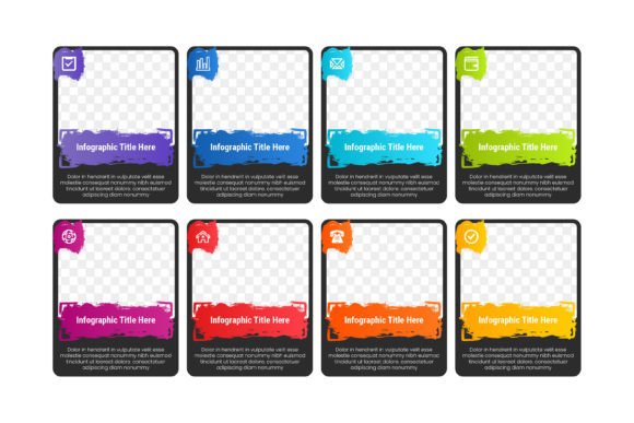 Eight Infographic Black for Modern Graphics and Infographics