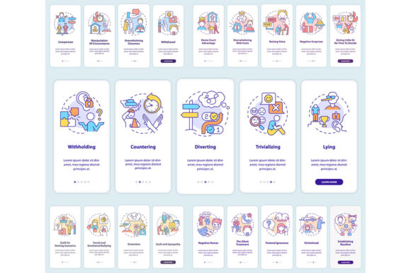 Emotional Manipulators Behavior App Set Graphics
