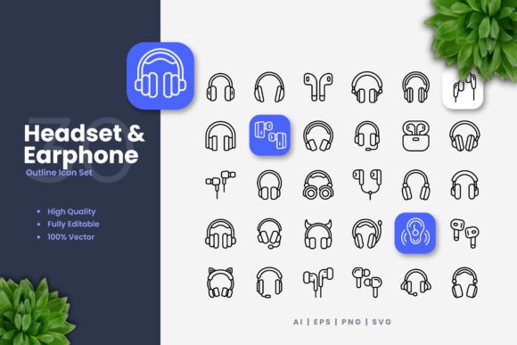 Headset and Earphone Icons for Small Business Branding