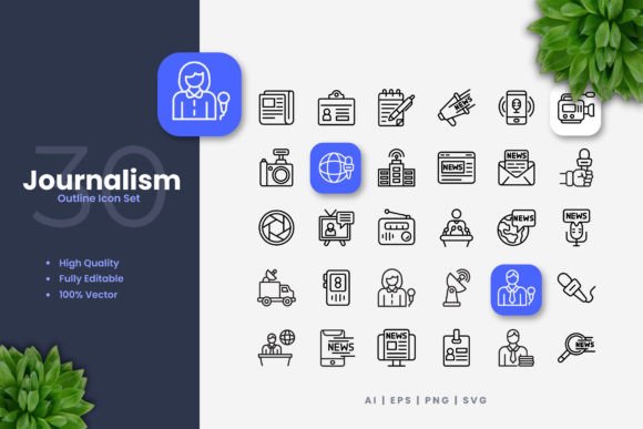 Journalism Icons: Clean Graphics for Handmade Creations