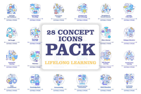 Lifelong Learning Concept Icons Bundle for Graphics