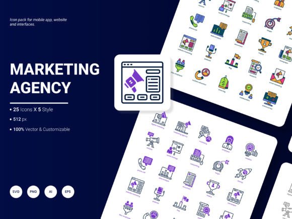 Marketing Agency Icon Pack: Stylish Graphics for Handmade Creations
