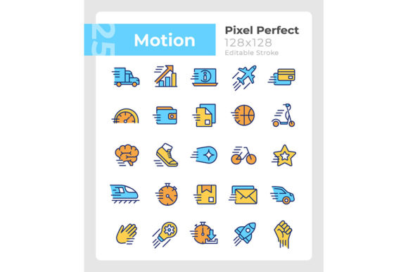 Motion Pixel Perfect RGB Color Icons Set