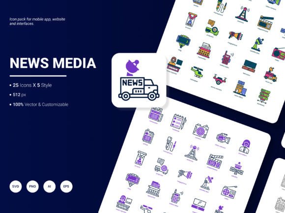 News Media Icon Pack for Graphics and Icons