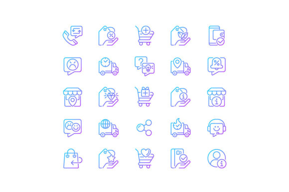 Online Shopping Gradient Linear Icons for Modern Design