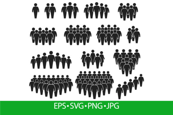 People Crowd Icons. Large Group for Branding and Marketing Graphics