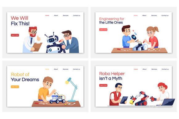 Robotics Courses Landing Page Graphic Templates