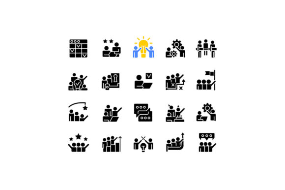 Teamwork Black Glyph Icons Set