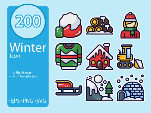 Winter Icon Set: A Graphic Design Asset for Creative Crafts and Digital Publishing