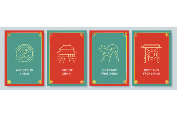 With Love from China Postcard with Icons