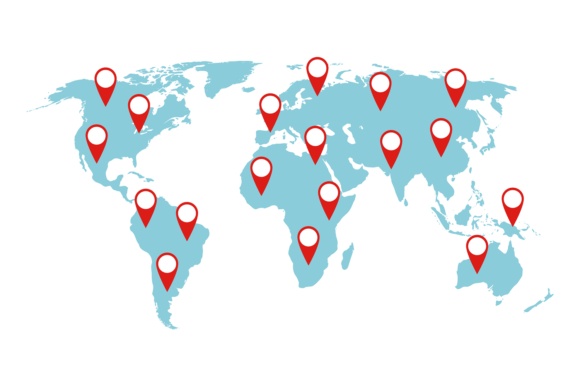 World Map with Geo Pin Tags for Crafts and Graphics